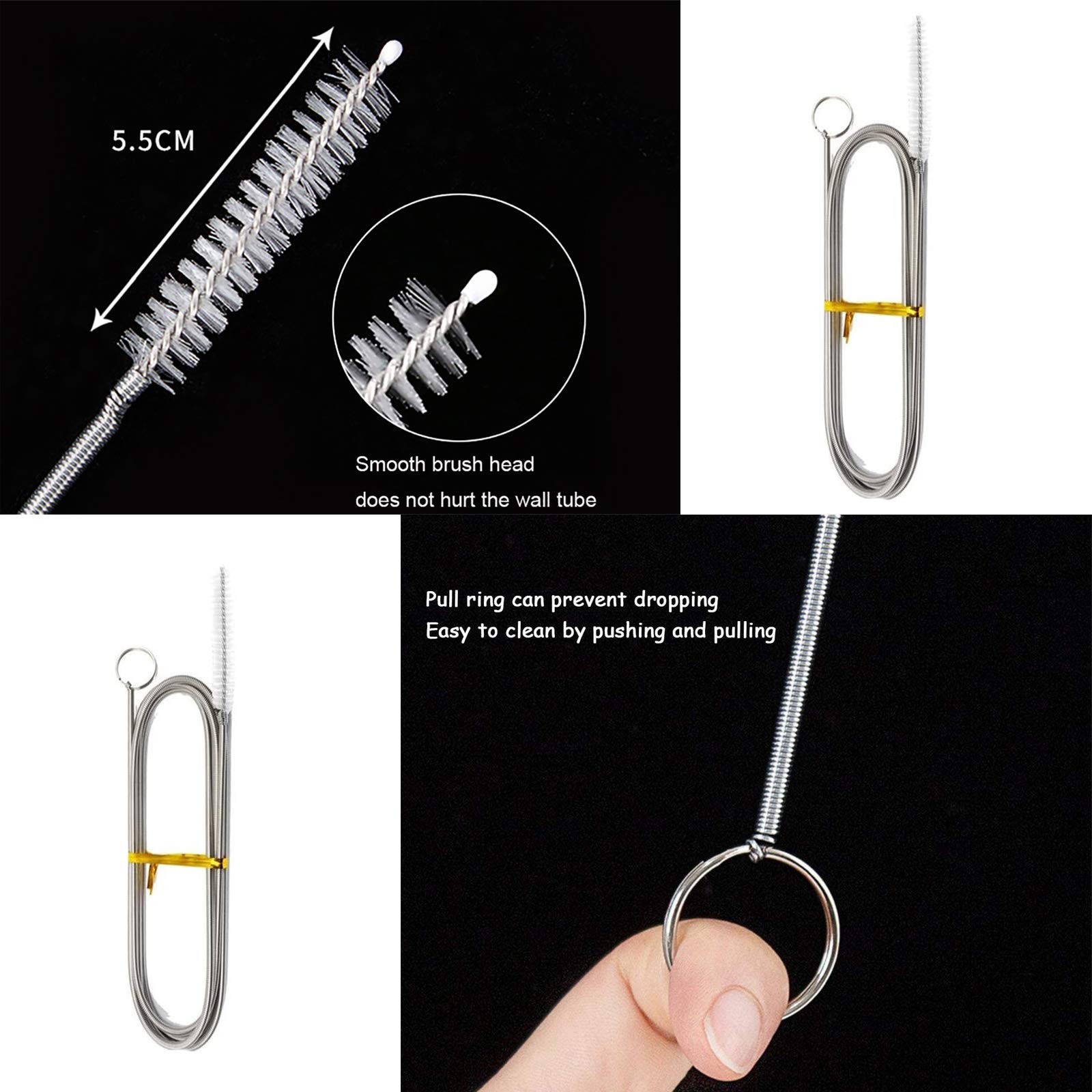 60 Inch Long Flexible Tube Cleaning Brush, Stainless Steel and Nylon Bristles