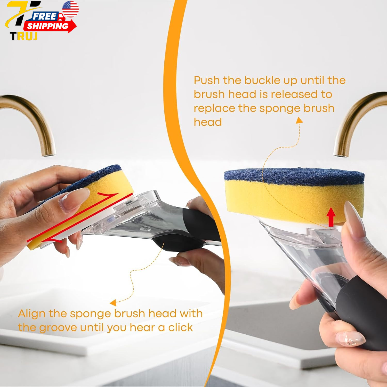 OXO Dish Brush Sponge Refills 4 Pack Replacement Heads for Soap Dispensing Head