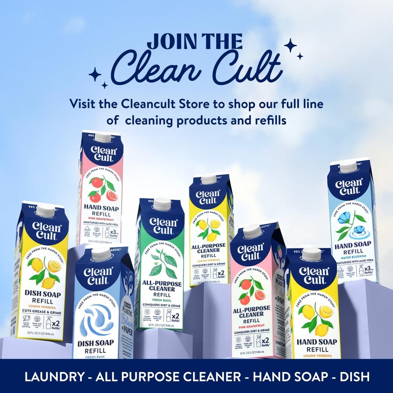 Dish Soap Liquid Refill 32 fl oz Plant Based Cleaning Power Pack