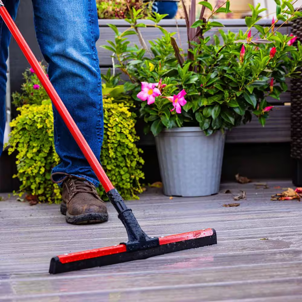 18 In. High Power Flex Foam Blade Floor Squeegee with 4.6 Ft. Steel Handle