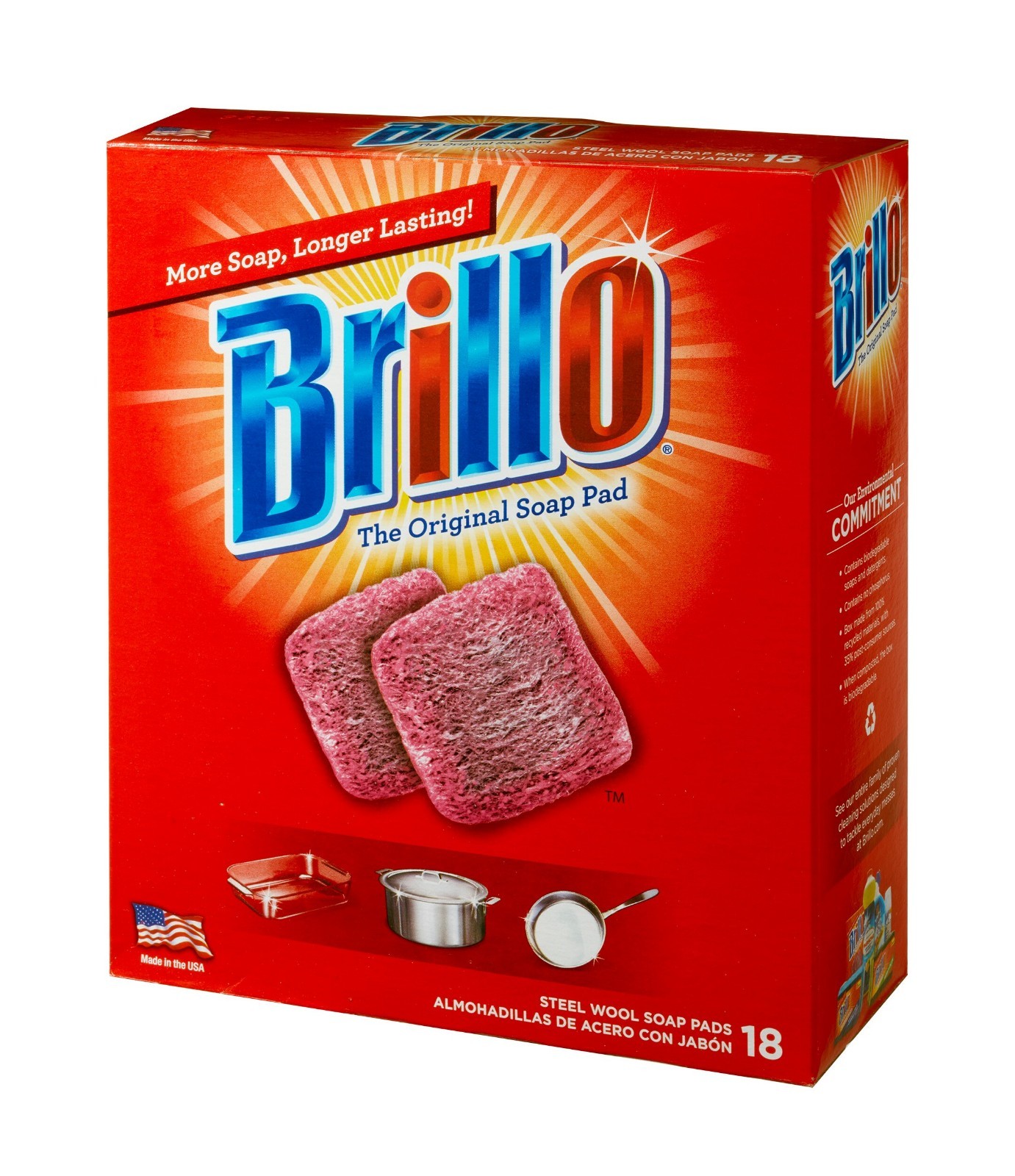 18 PADS – Brillo Steel Wool Scouring Soap Pad Pots Pans Grills Dishes Kitchen