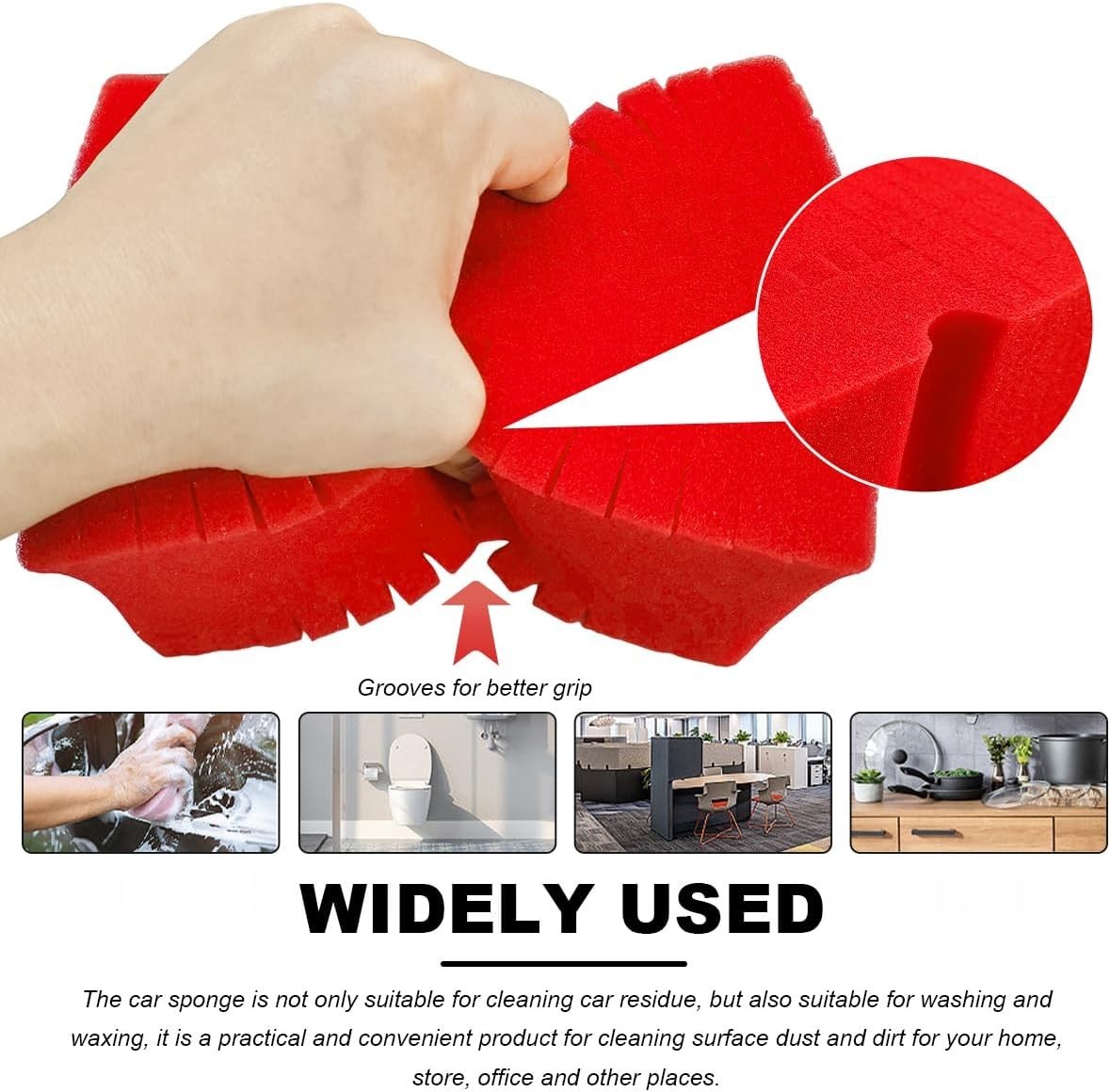 Car Wash Sponge, Large Scratch-Free Cross Cut Sponge for Soap and Rinseless Wash