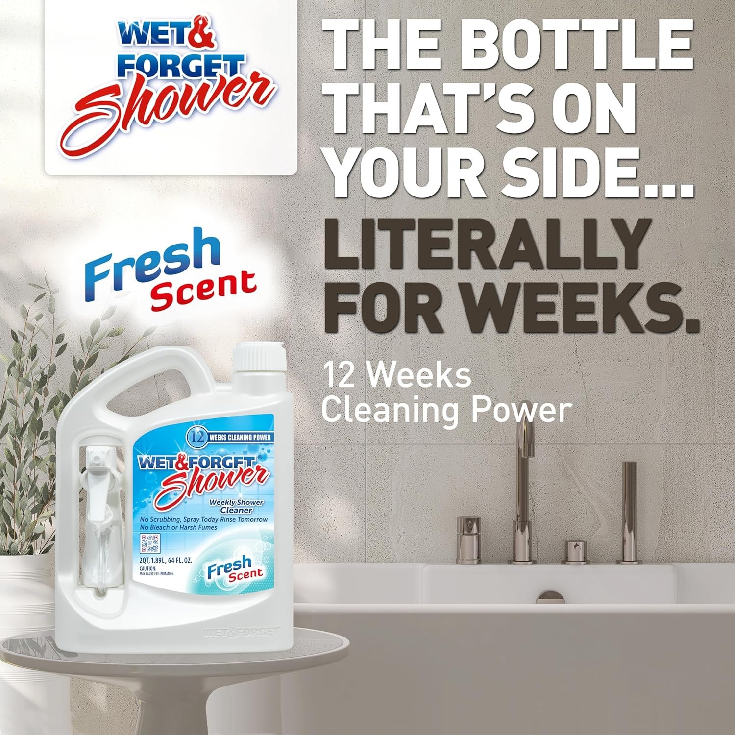 Wet & Forget Shower Cleaner Spray Multi-Surface Weekly, 64 Fluid Ounces, 1-Pack