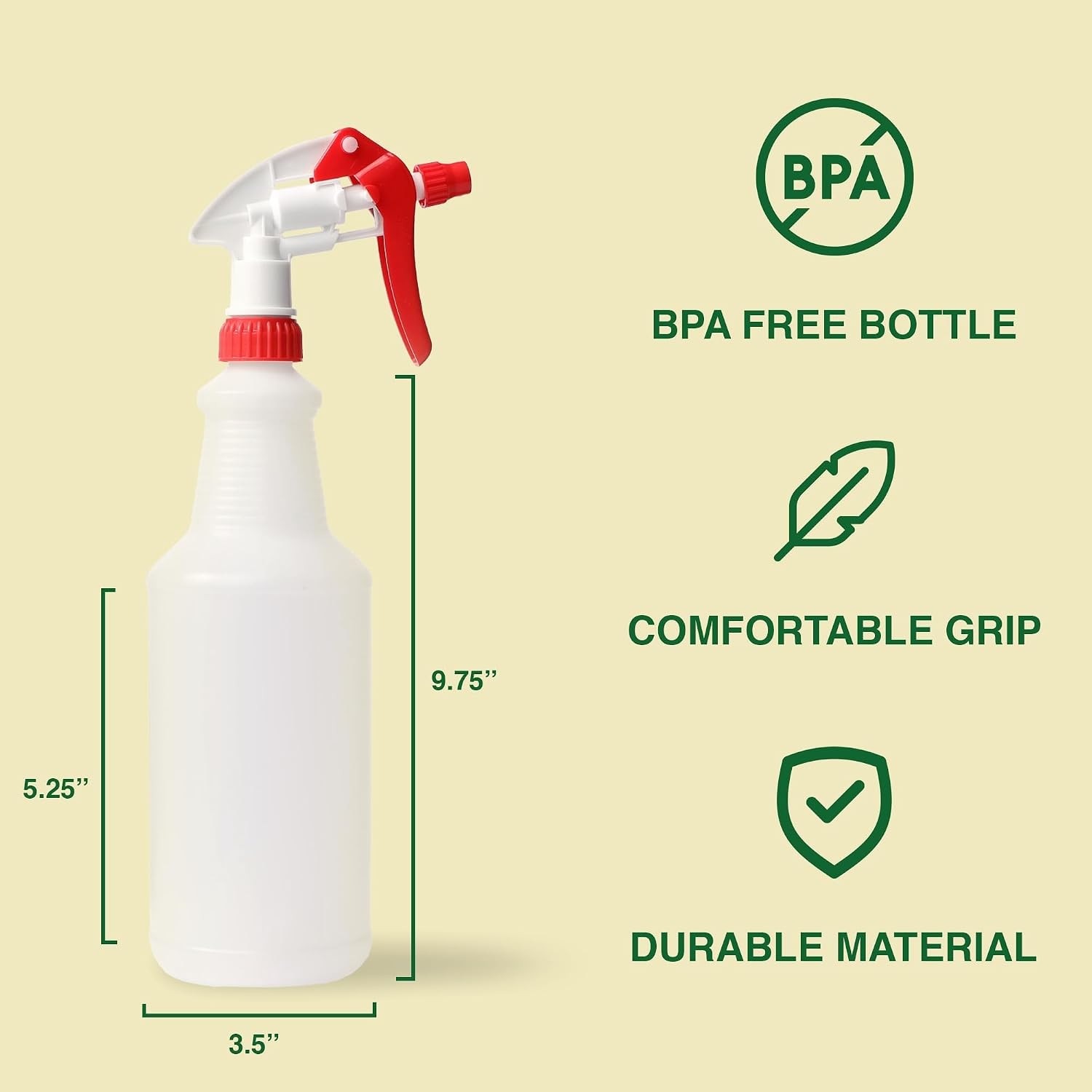 Heavy Duty 32oz Plastic Spray Bottles for Cleaning – Large Empty Industrial