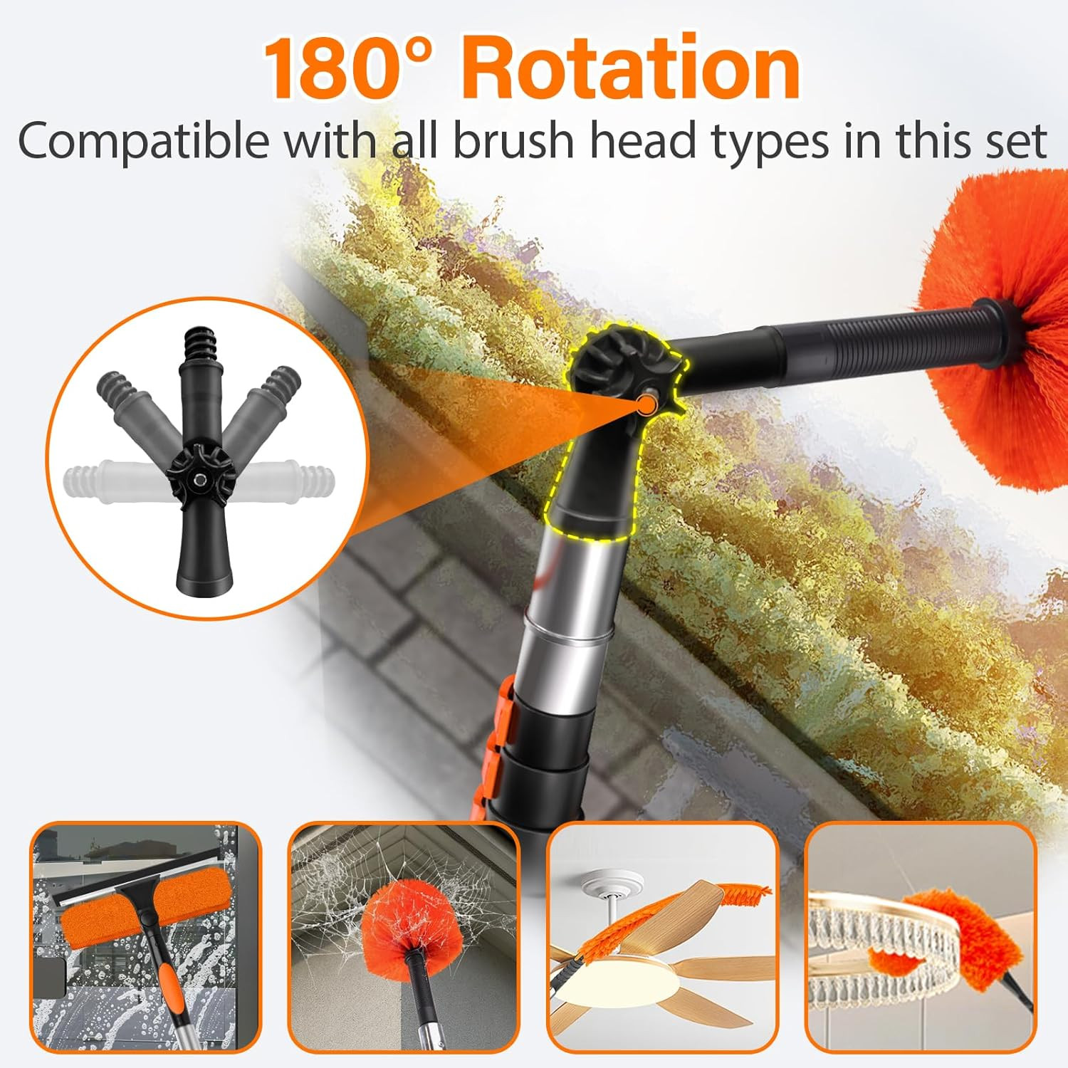 26FT High Reach Duster Cleaning Kit with 5-20 FT Extension Pole,High Ceiling Dus