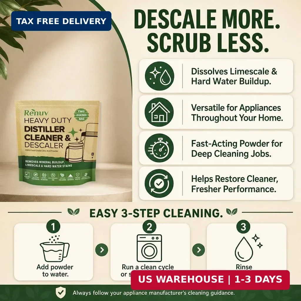 Renuv® Citric Acid for Cleaning & Descaling, 2LB Bulk | Powder Descaler For Wate