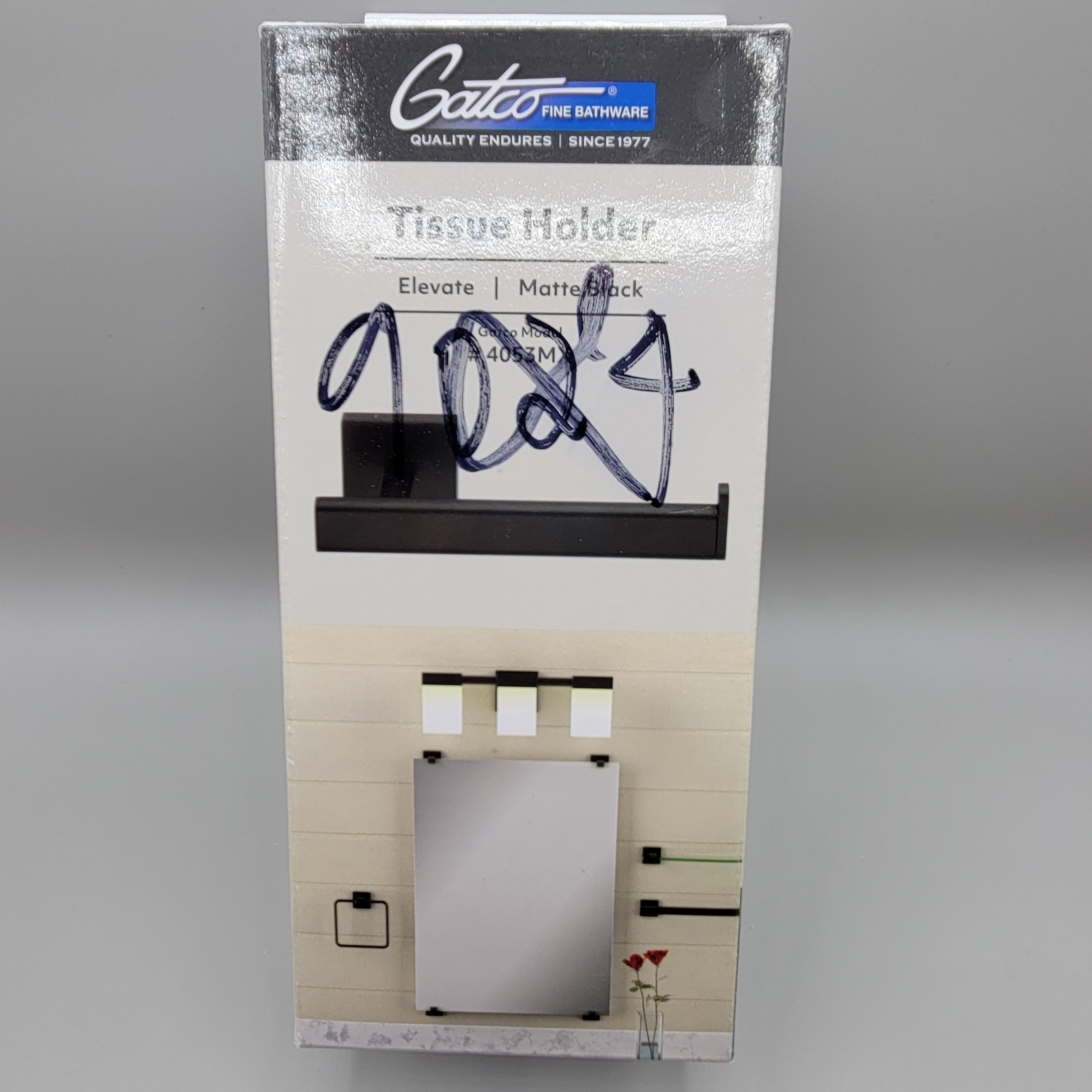 Gatco Elevate Euro Tissue Holder Toilet Paper Holder Matte Black 4053MX New