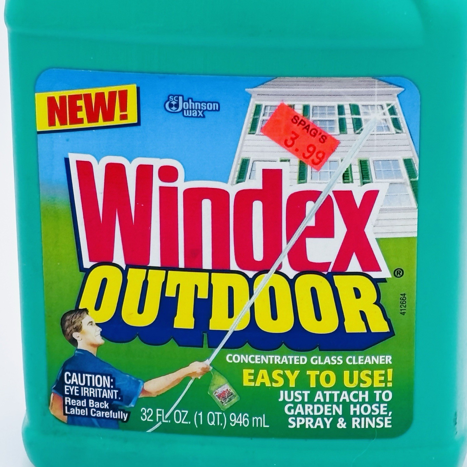 Windex Outdoor Concentrated Glass Cleaner Easy To Use 32 fl oz Garden Hose NEW