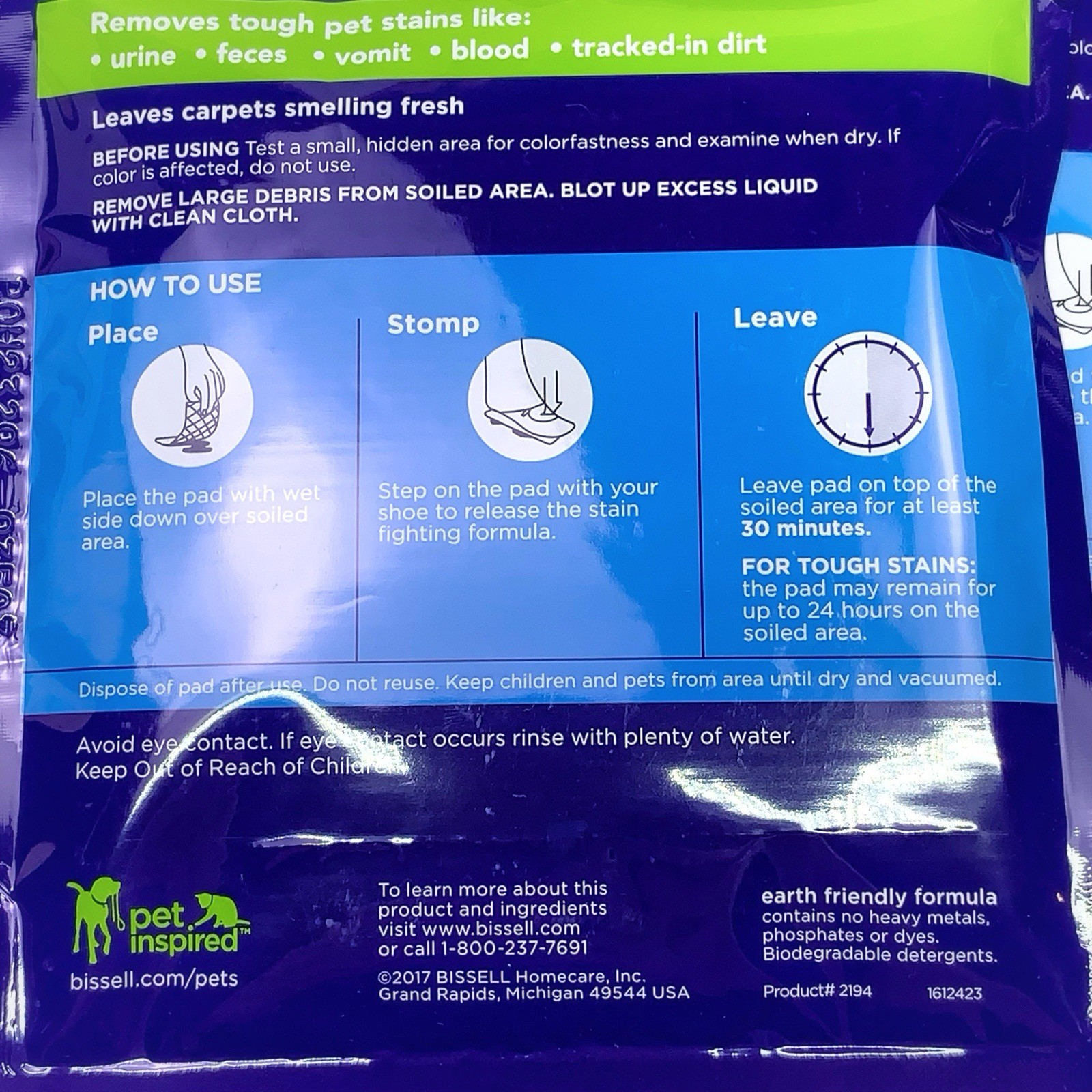 Bissell Stomp ‘n Go Pet Stain Lifting Pad+ OXY 20 Pack New Sealed Remove Stains