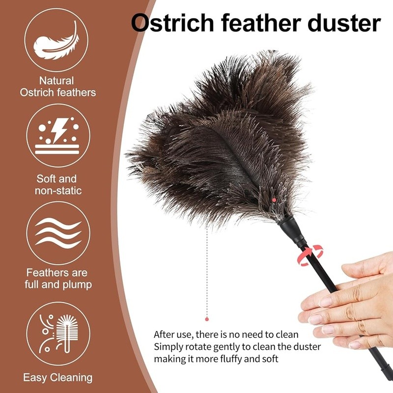 6 Mini Ostrich Feather Dusters Lightweight Reusable Household Cleaning Tool New