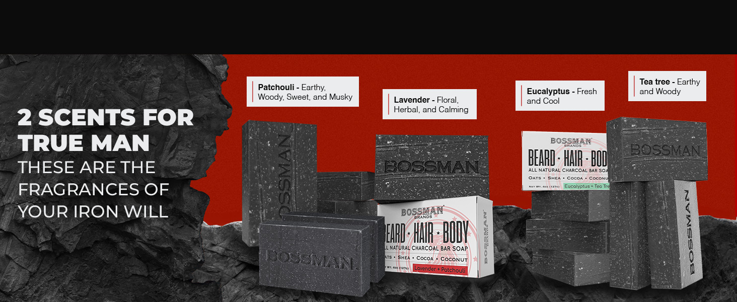 4-in-1 Charcoal Soap Bar (4 oz) – Bar Soap for Men – Beard Wash, Shampoo, Body