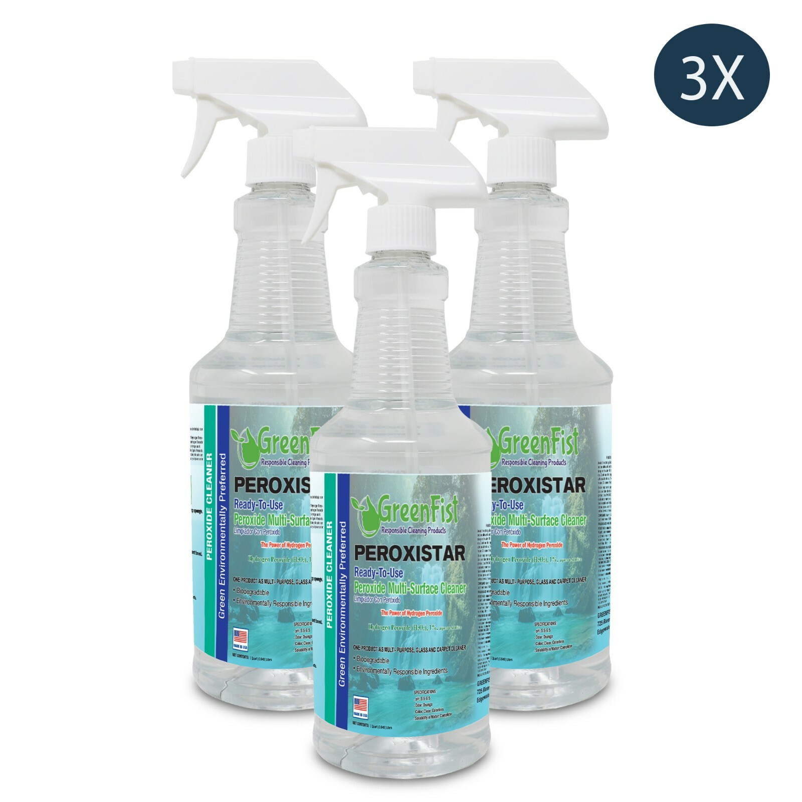 Hydrogen Peroxide All Purpose( Toilet, Carpet,Glass,Stain) Cleaner 32 oz (3x)