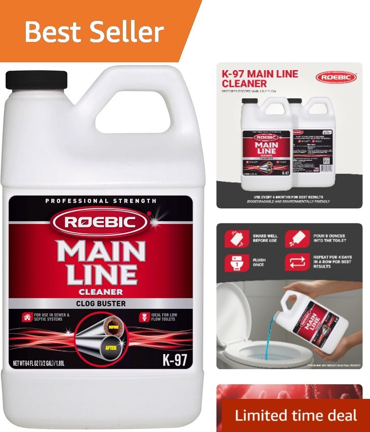 Fresh Scented 64 oz Main Line Cleaner with Bacteria – Prevent Clogs Easily