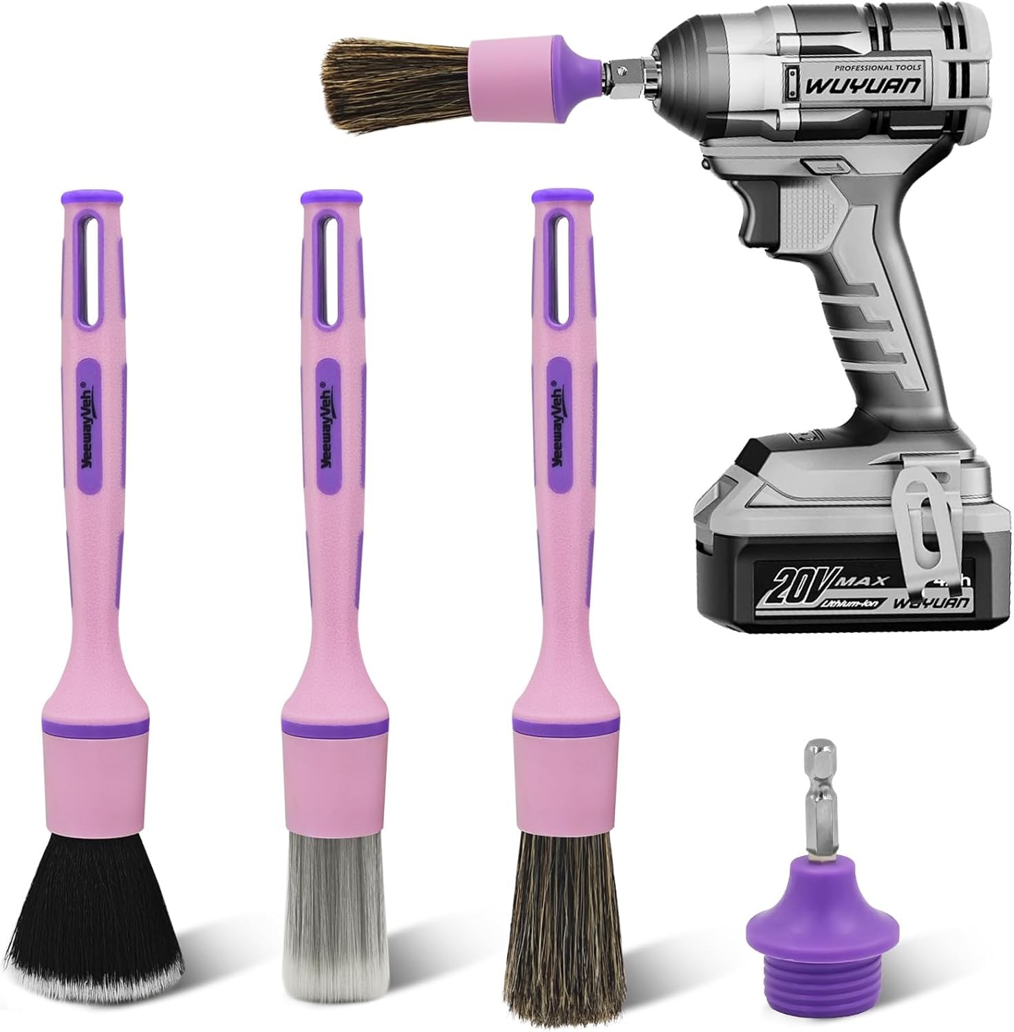Car Detailing Brush Set, 3 Pack Ultra Soft Boars Hair Detailing Brushes for