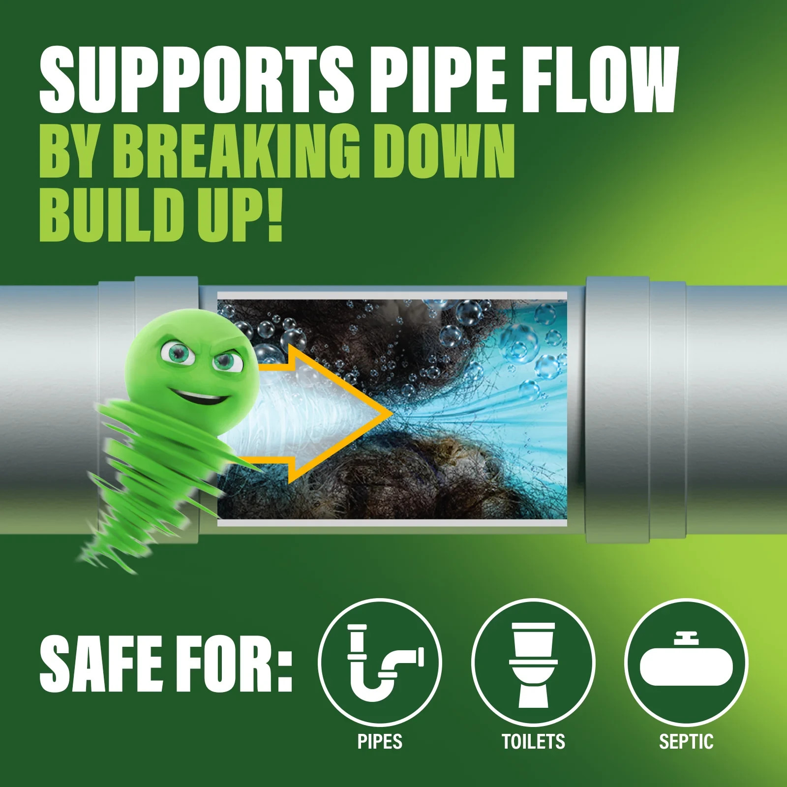 Green Gobbler 5-in-1 Foaming Toilet Bowl Cleaner Pipe Build-up Remover NEW