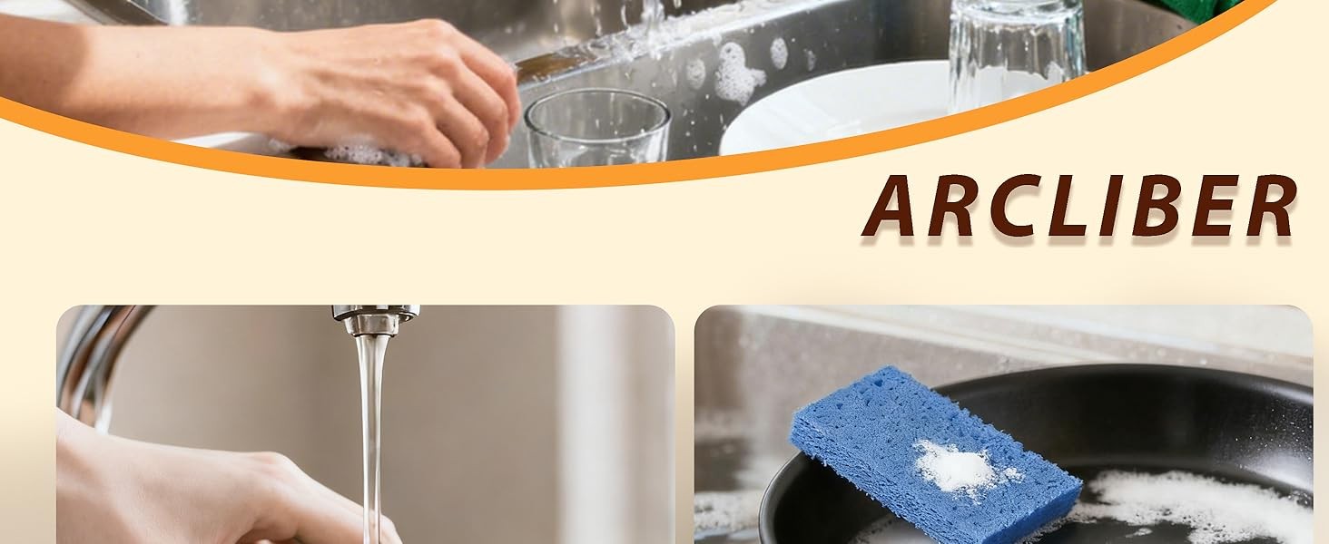 Cellulose Sponges,Heavy Duty Scrub Kitchen Sponge No Scratching,Pop Up Eco DIY