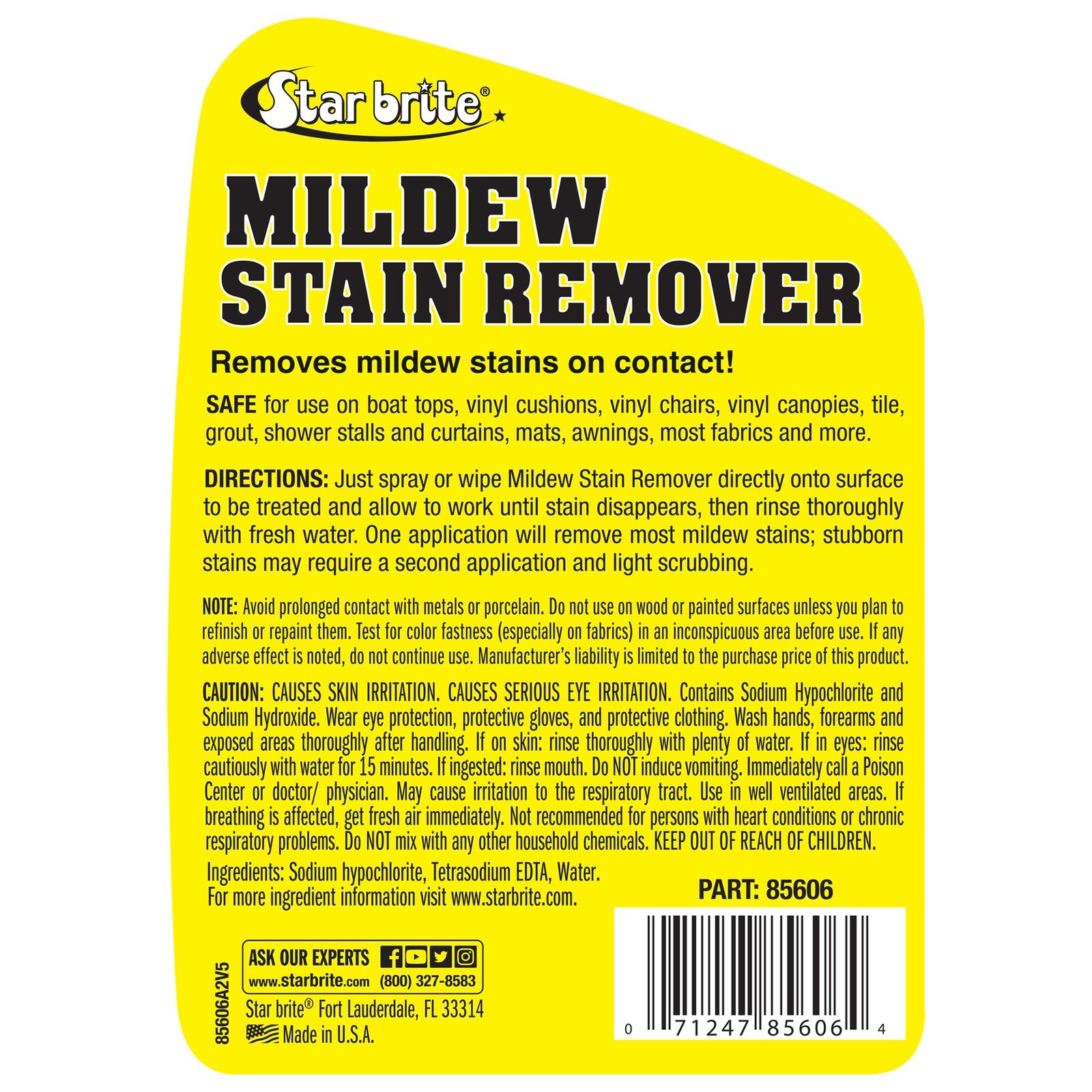 Mildew Stain Remover Cleaner Home Boats RVs Concentrated High Efficiency 16 OZ