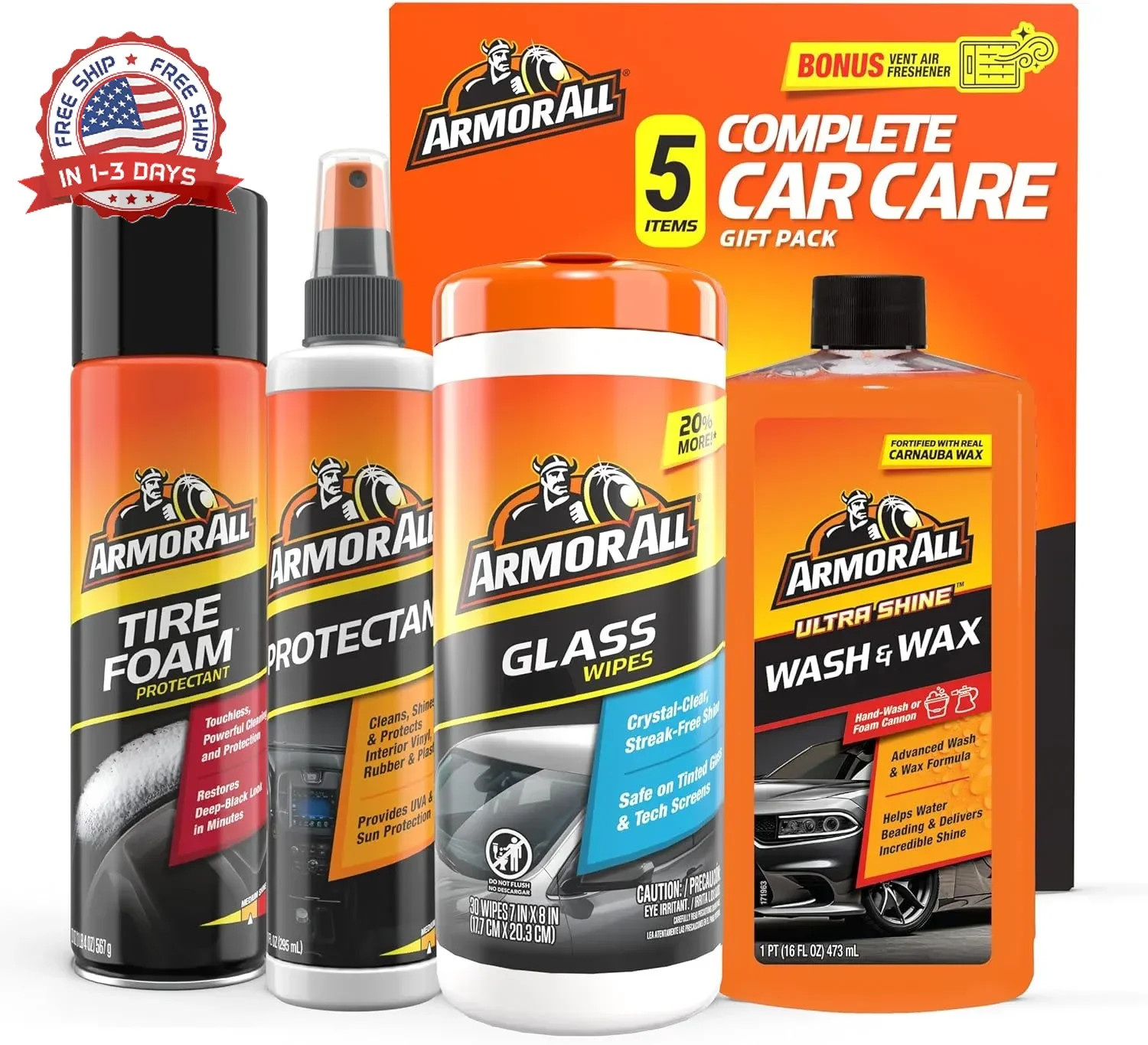 Armor All Car Wash and Car Cleaner Kit by Armor All, Includes Glass Wipes, Car W