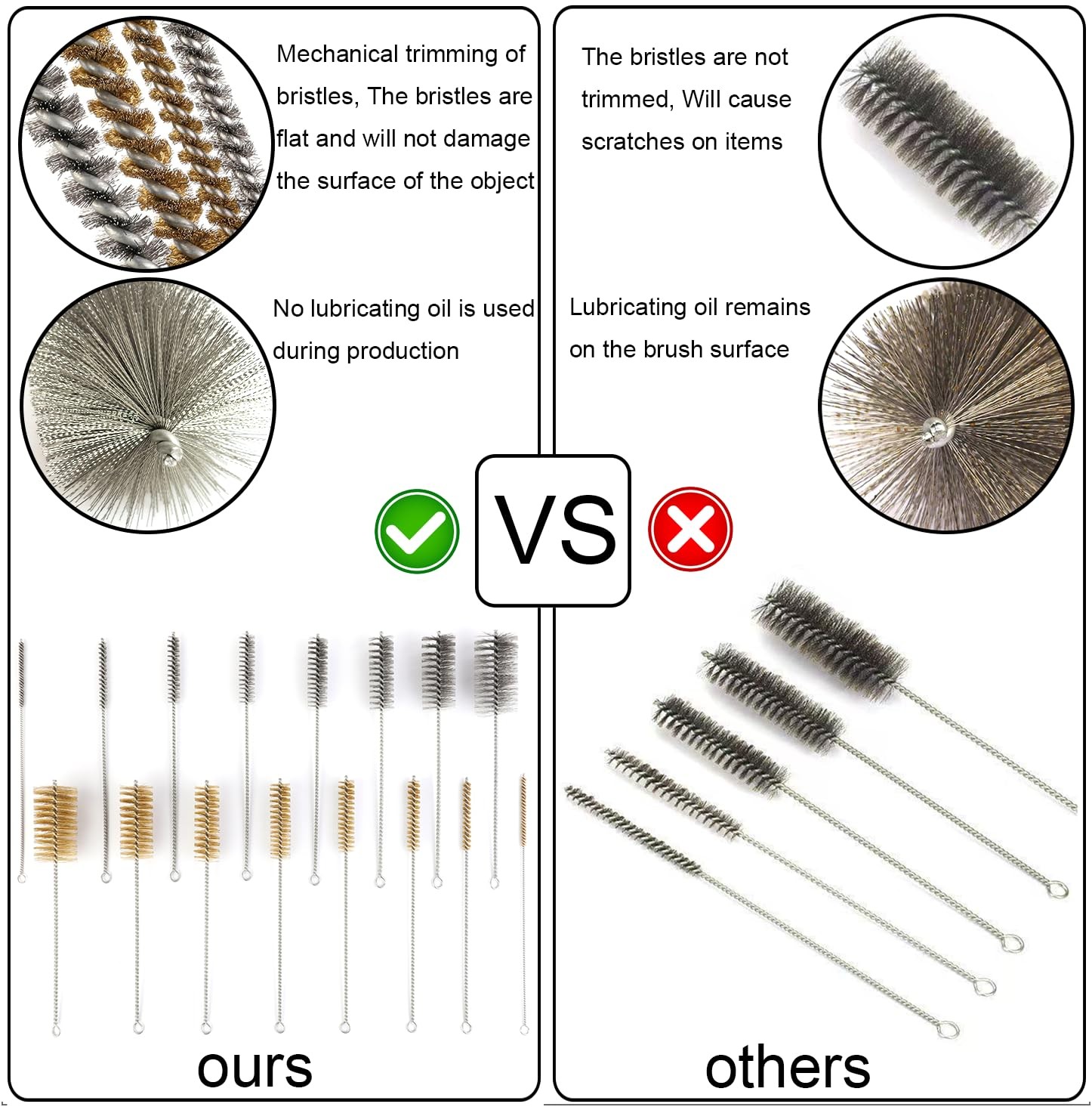 16 1/2 Inch Extra Long Stainless Steel Tube Brushes, Wire Pipe Cleaning Set w…