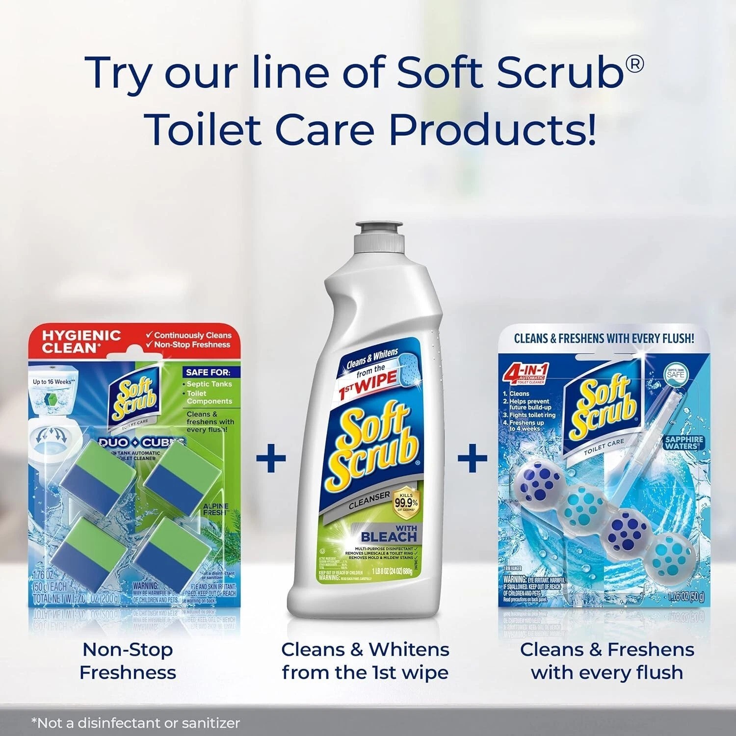 Soft Scrub in-Tank Toilet Cleaner Duo-Cubes, Alpine Fresh, 4 Count..