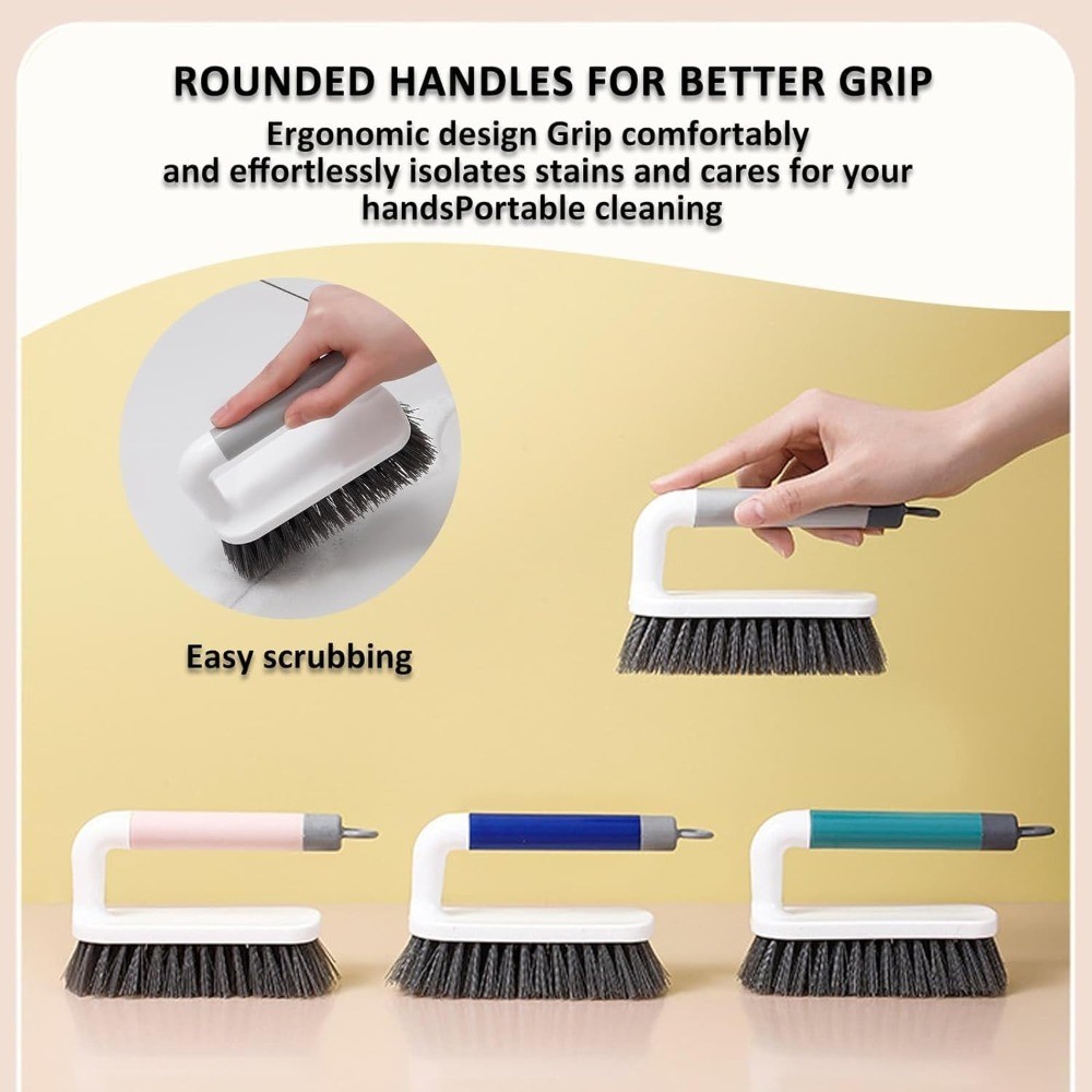 Heavy Duty Scrub Brush with Long Handle for Bathroom Shower Tile Kitchen Sink