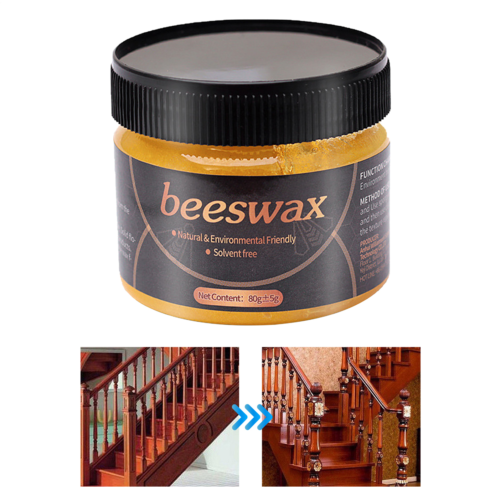 80g Long-Lasting Furniture Refinishing Paste Beeswax Wood Polish Wax