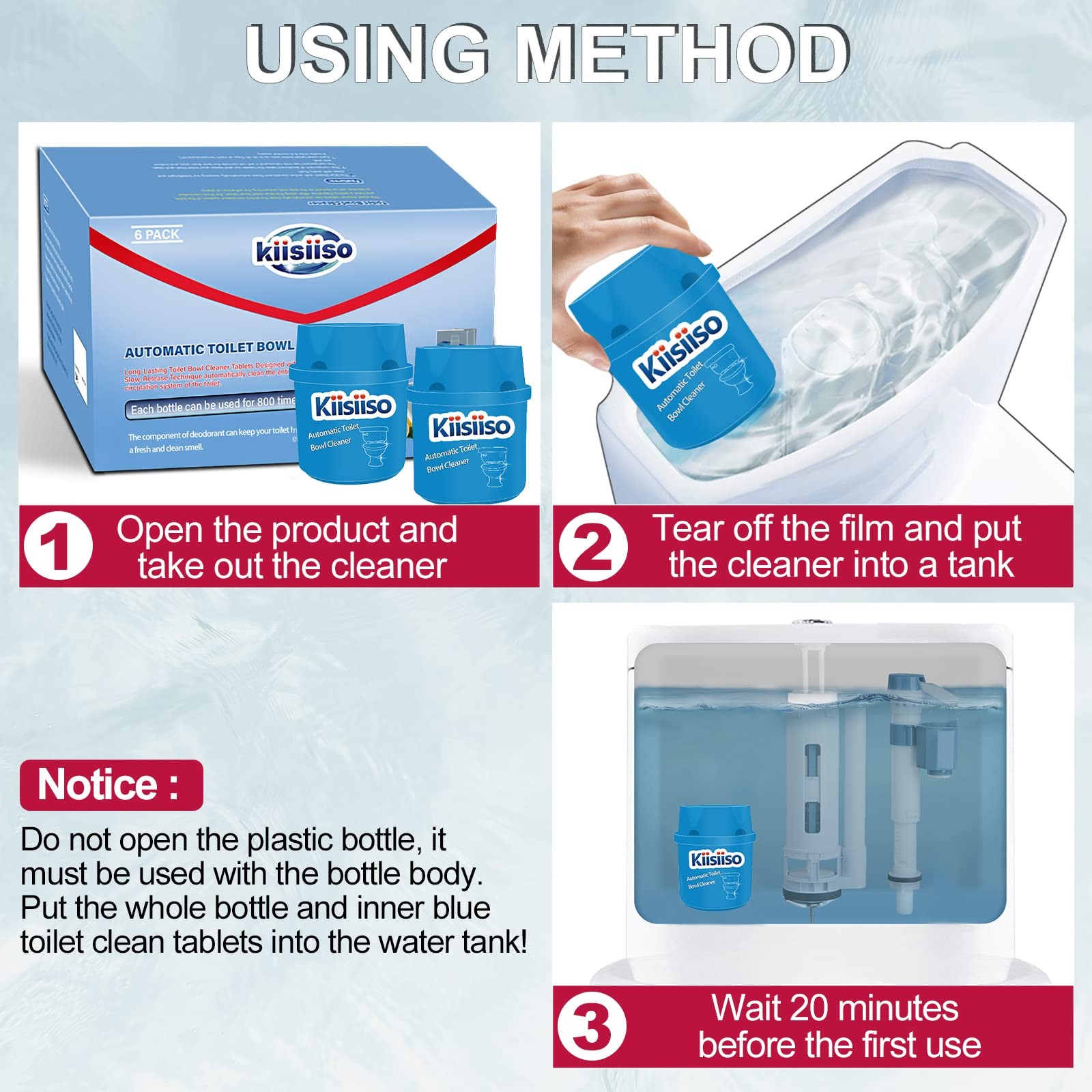 Toilet Bowl Cleaners (6 Bottles PACK), Automatic Long-Lasting Toilet Bowl Cleane