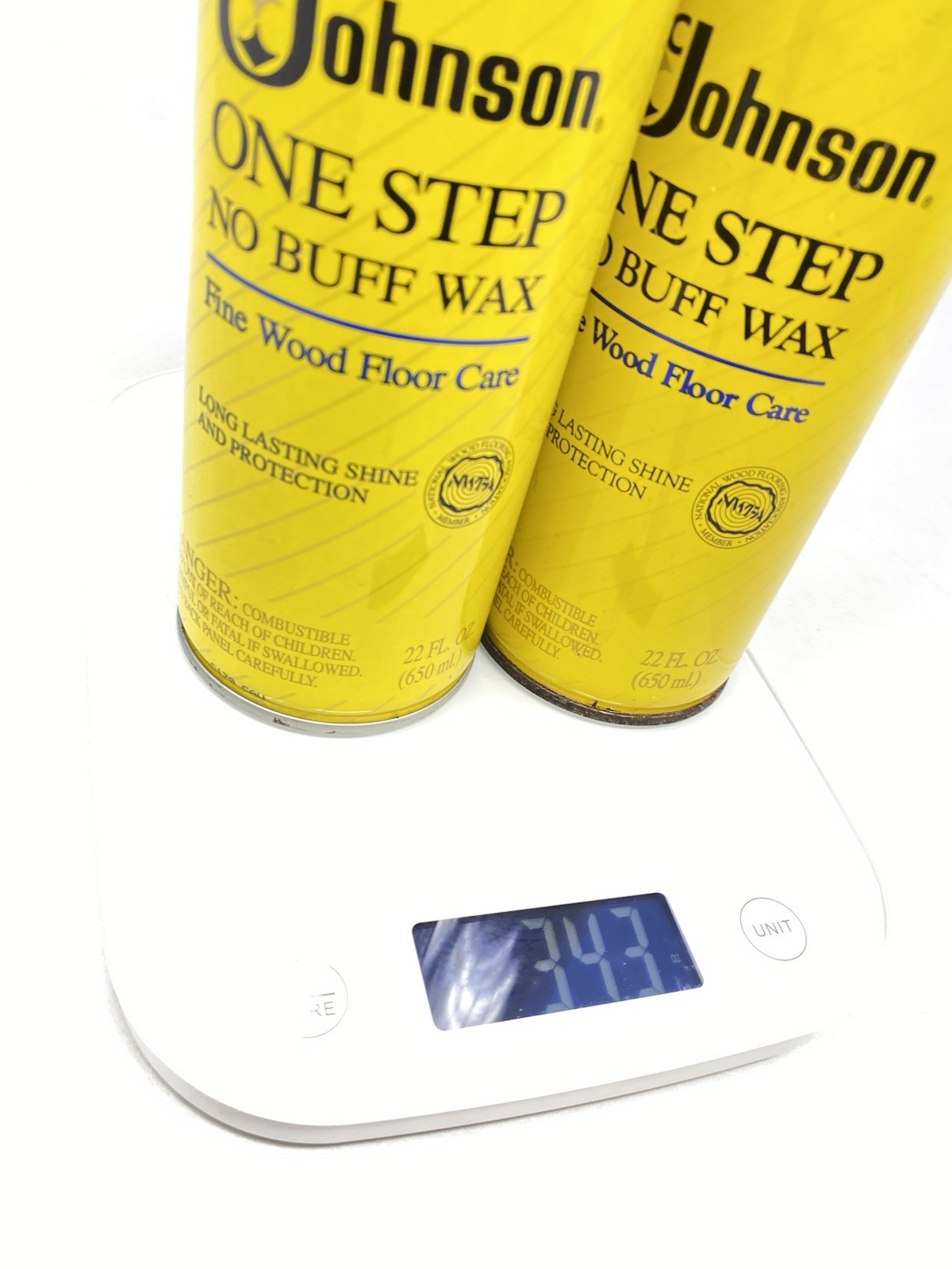 SC Johnson One Step No Buff Wax 2 Partial Cans Fine Wood Floor Care 16 & 18 Oz