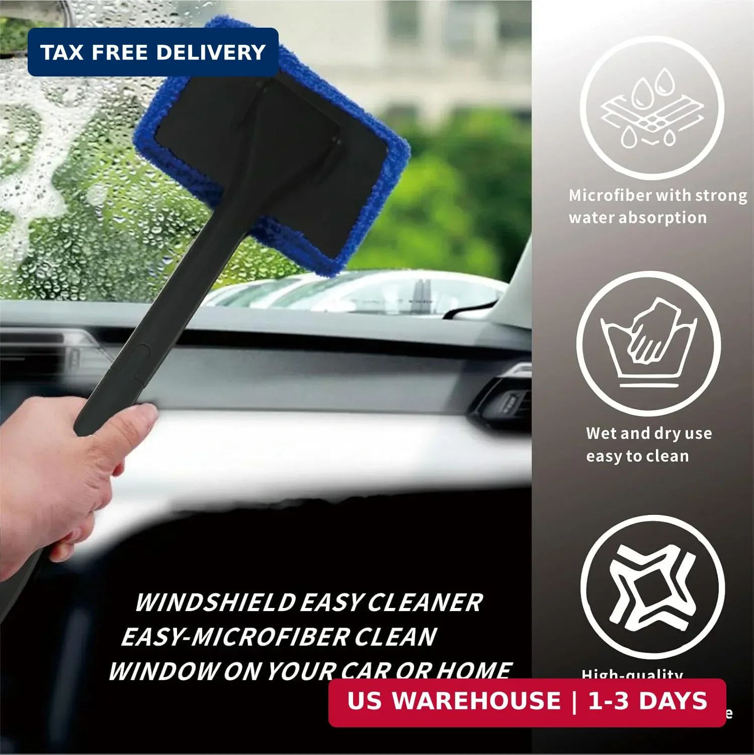 10pcs Car Windshield Cleaning Tool, Windshield Cleaner with 5 Washable and Reusa