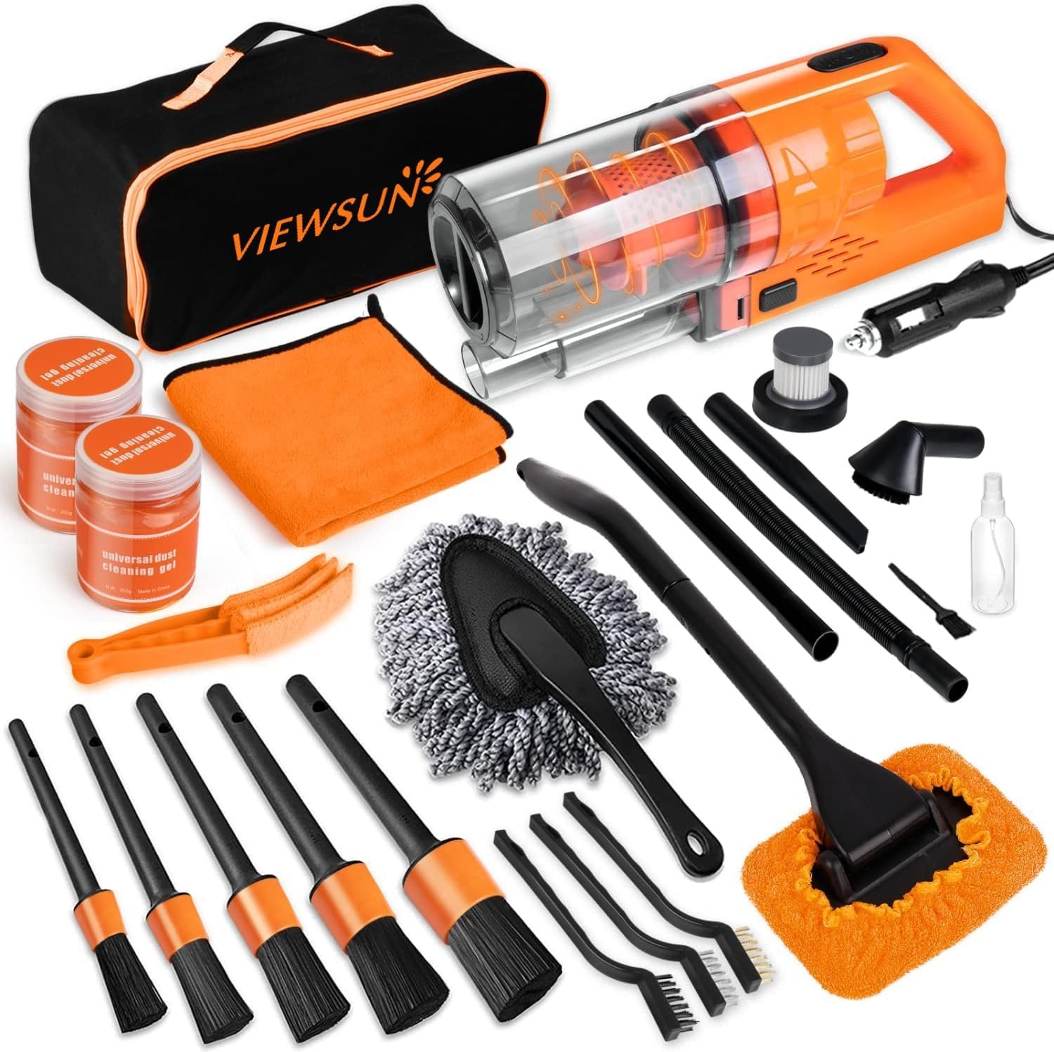 Car Cleaning Kit,CarInterior Detailing with Handheld Vacuum,Complete Accessories
