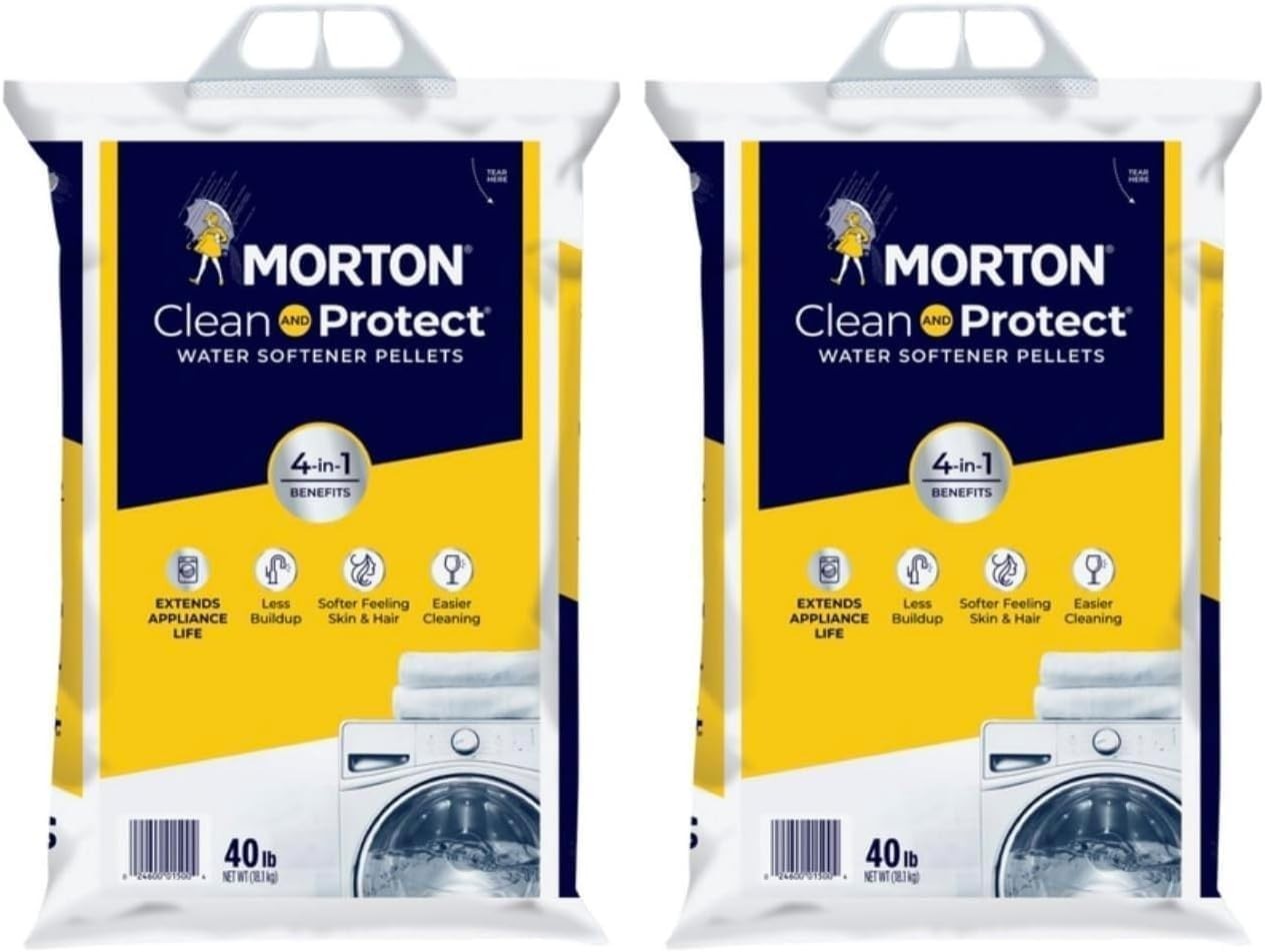 Water Softener Salt Pellets, 40 LB (2-Pack) – Clean & Protect Hard Water Solutio