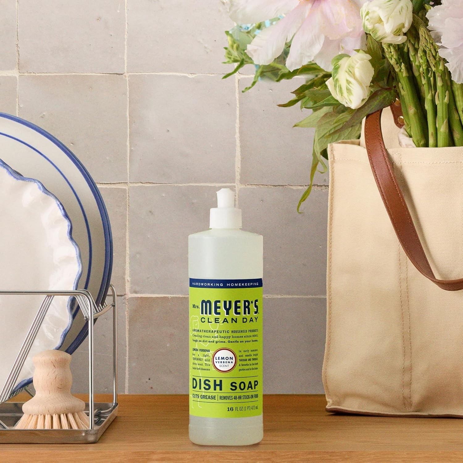 MRS. MEYER’S CLEAN DAY Liquid Dish Soap, Lemon Verbena, 16 fl. oz – Pack of 3