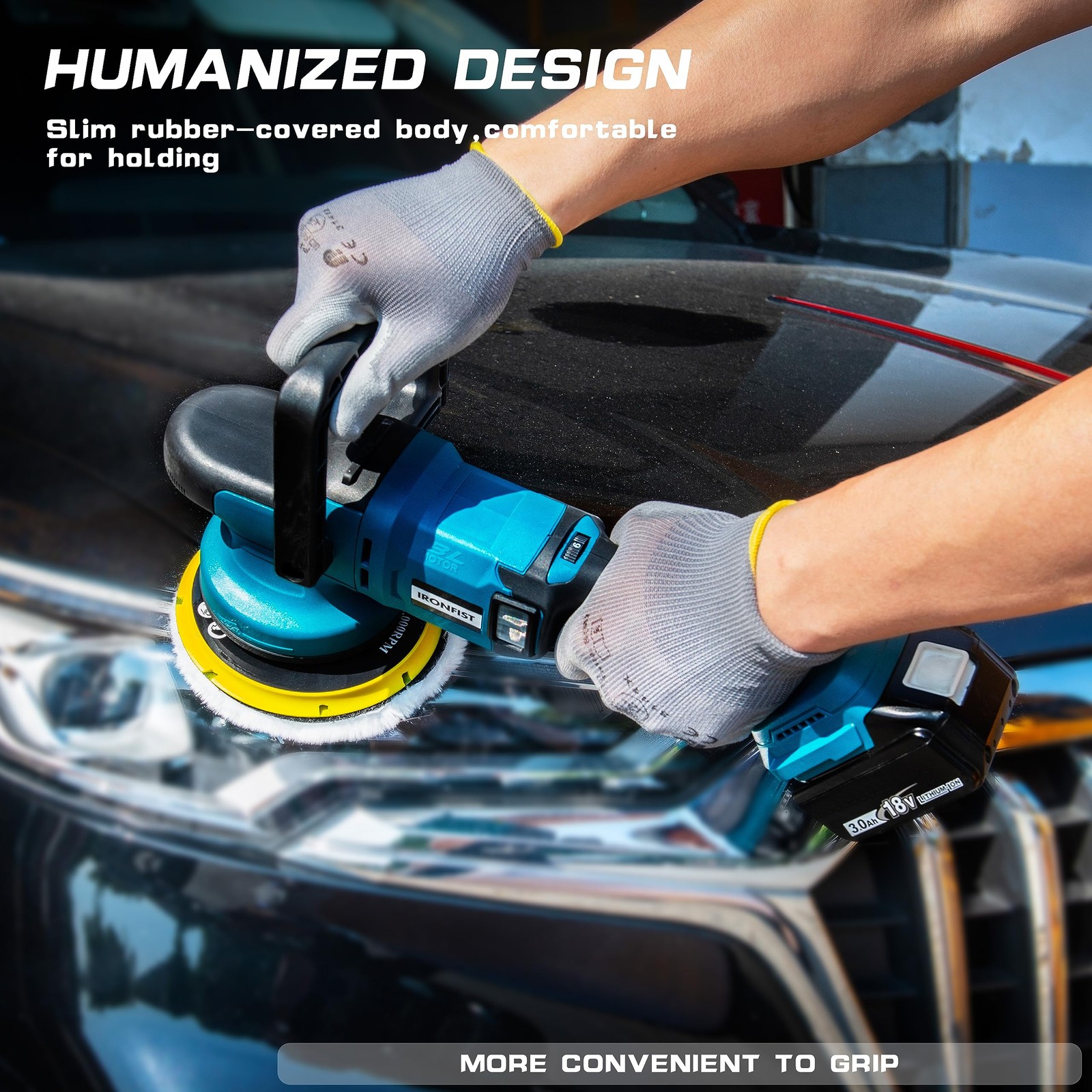 Cordless Car Polisher, 6 in Brushless Buffer Orbital Portable Polishing Waxer