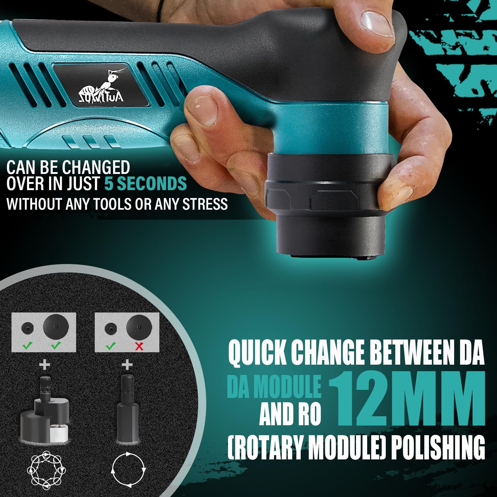 Cordless Mini Car Polisher Buffer, 6 Speeds, 2Pcs 2000mAh 1/3inch Orbital and…