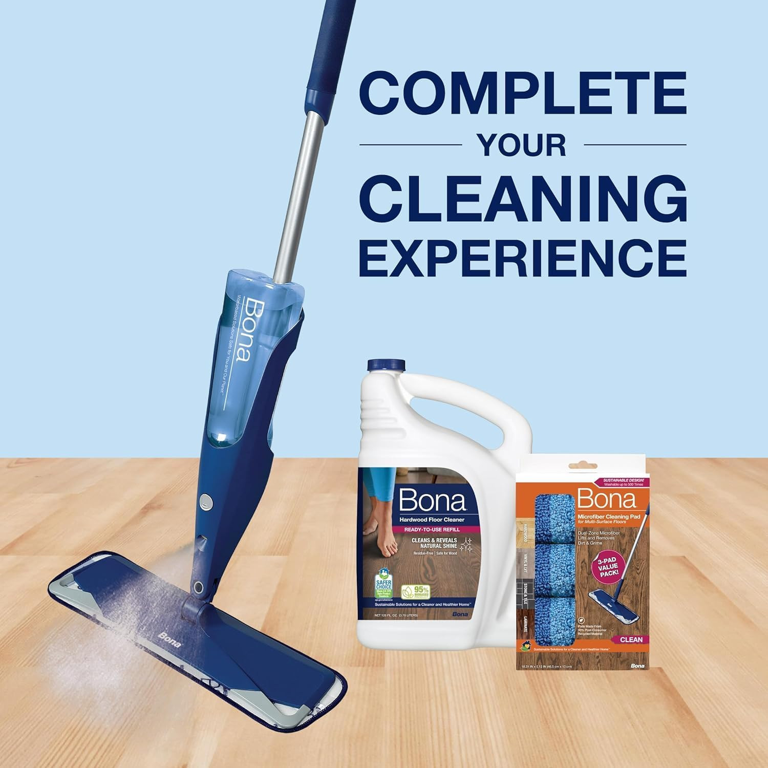 Hardwood Floor Cleaner Spray Mop Cartridge – 34 Fl Oz – Unscented – Refillable –