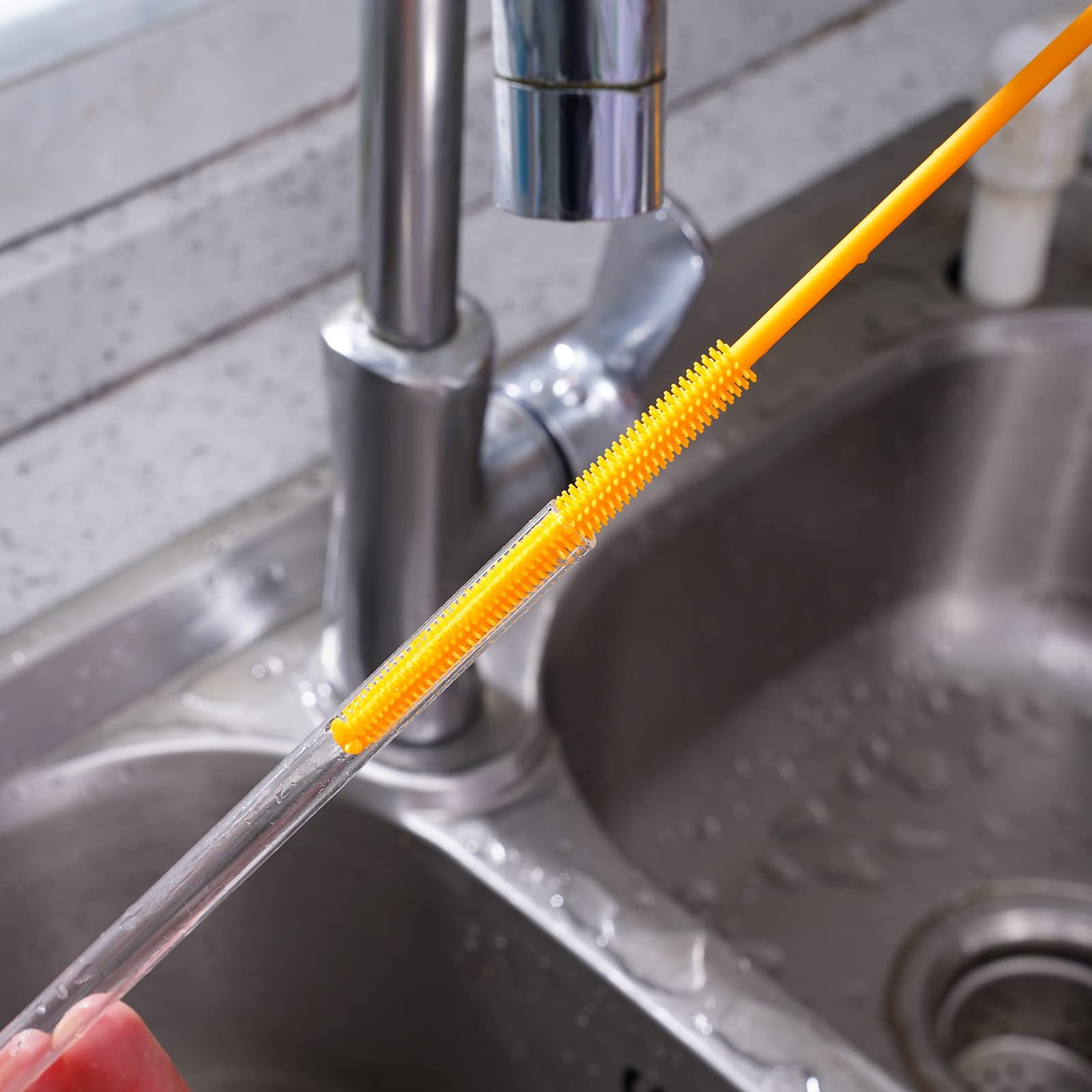 Silicone Straw Brush 4 Pack – (2 Small, 2 Wide) – 10 Inch Reusable Straw Clea…