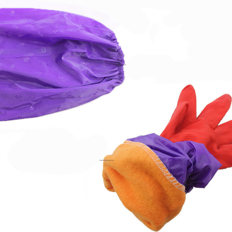 2 Pairs Kitchen Wash Dishes Clean Rubber Latex Gloves Waterproof Long Sleeves