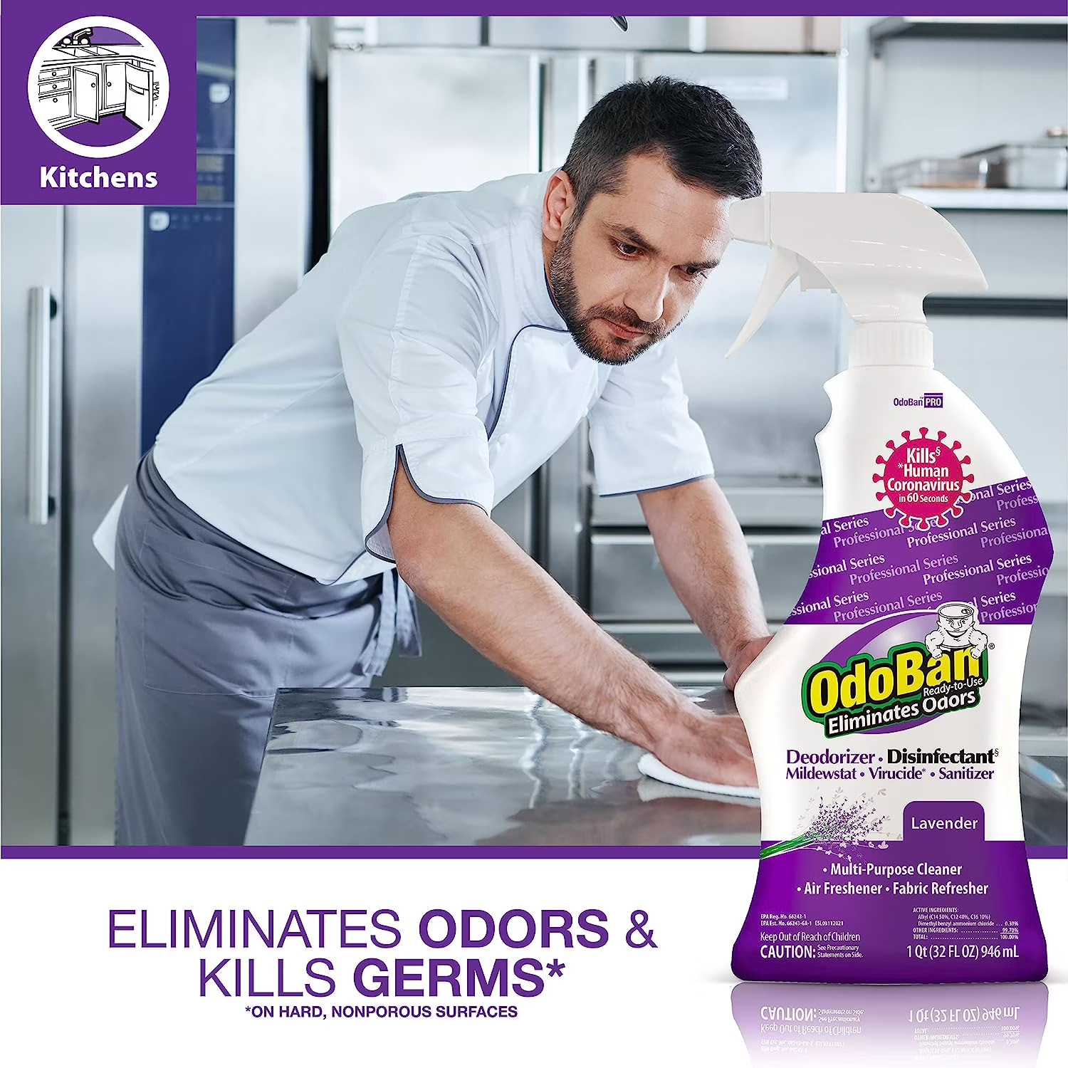 OdoBan Ready-to-Use and Odor Eliminator, 32 Ounce Spray Bottle, 12-Pack