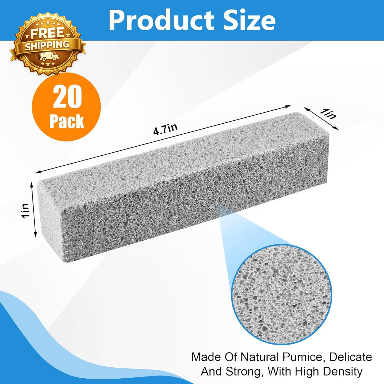 20 Pack Pumice Stone Toilet Bowl Cleaner Pumice Stone for Cleaning Stick Hard Wa