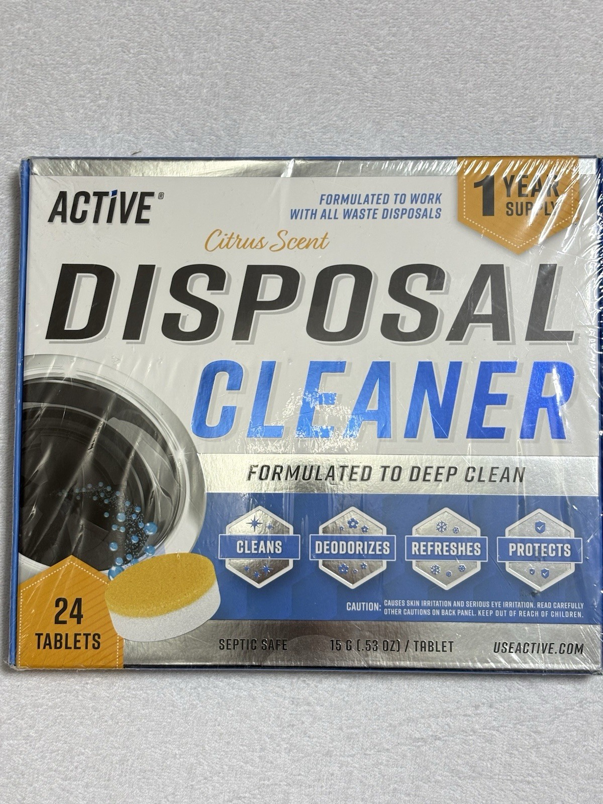 Active Disposal Cleaner 24 Tablets Citrus Scent 1 Year Supply Sealed