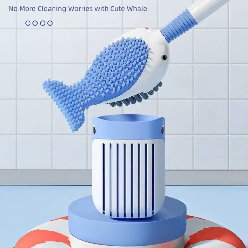 Toilet Brush with No Dead Angle Cleaning Bristles and Reliable Suction Cup Base
