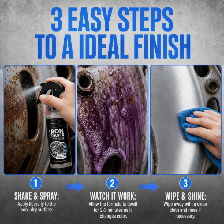 Iron Eraser Rust Remover Spray, Car Wheel Paint Brake Dust Fast Cleaner 120ML US
