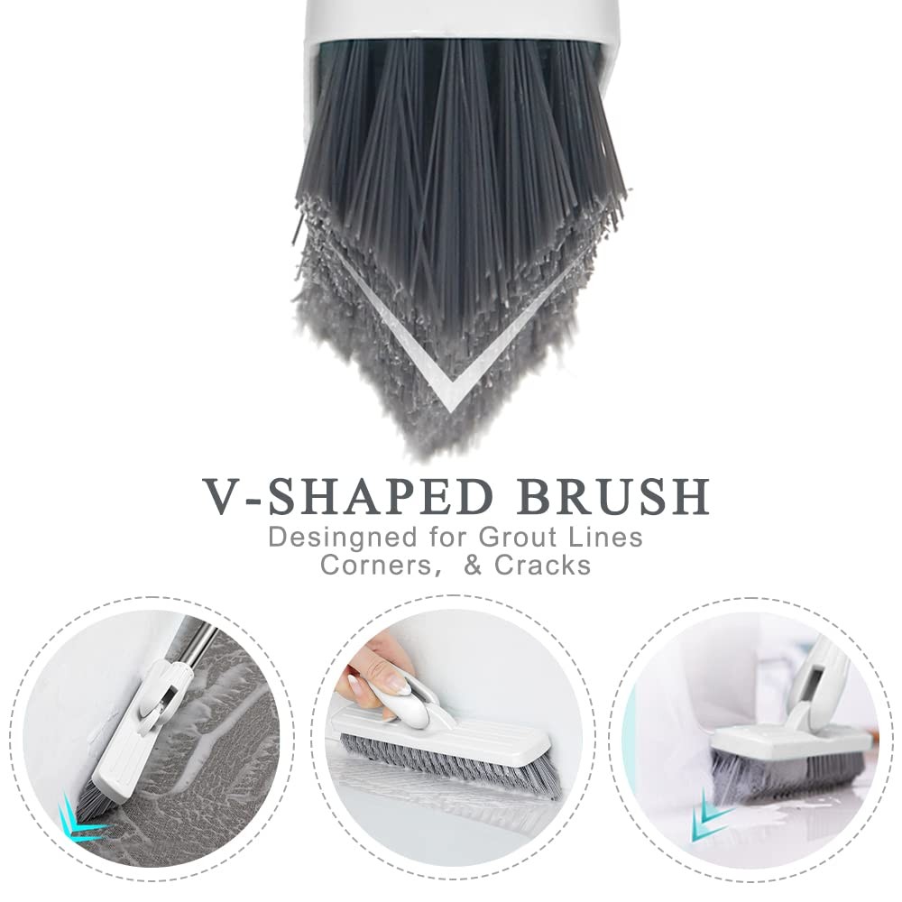 LandHope Grout Brush with Long Handle 50inches Grout Cleaner for Tile Floors Cre
