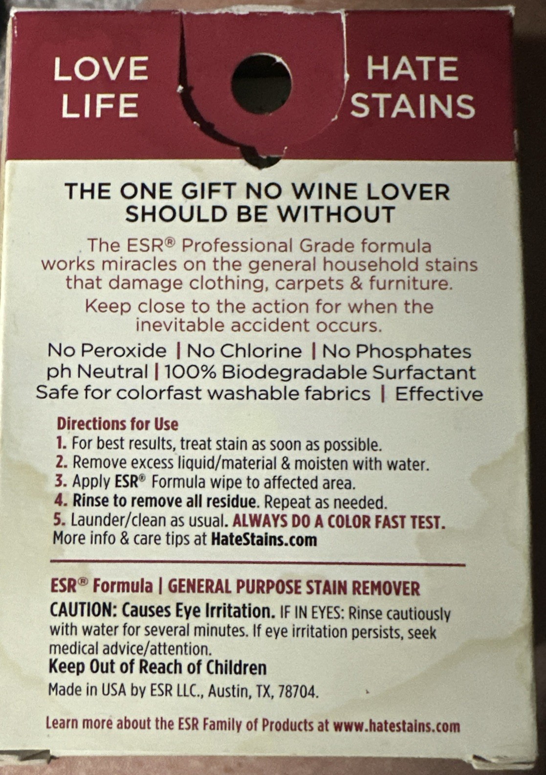 Chateau Spill Red Wine Stain Remover Wipes Towelettes, 5 Individual Wipes NEW!