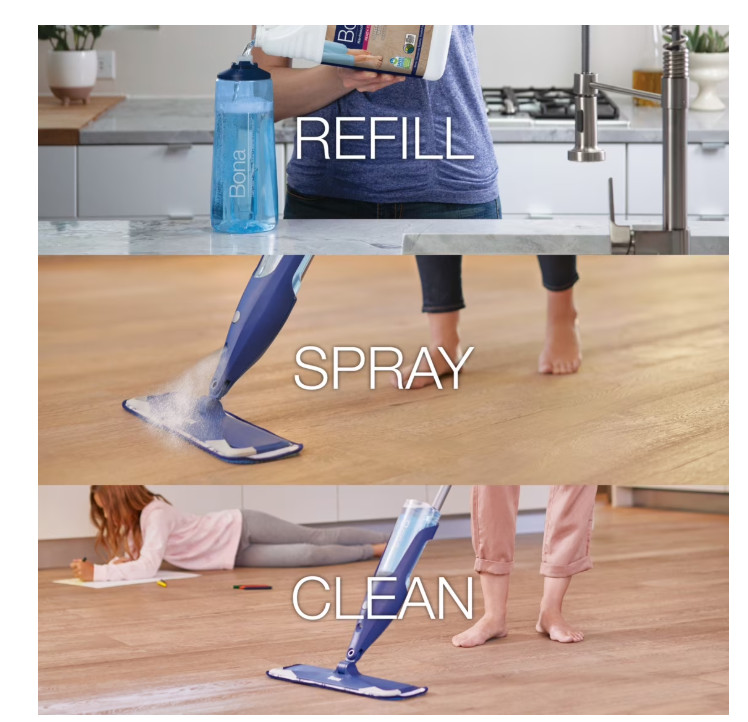 Bona Hardwood Floor Cleaning Solution Refill, Unscented, 128 fl oz…..