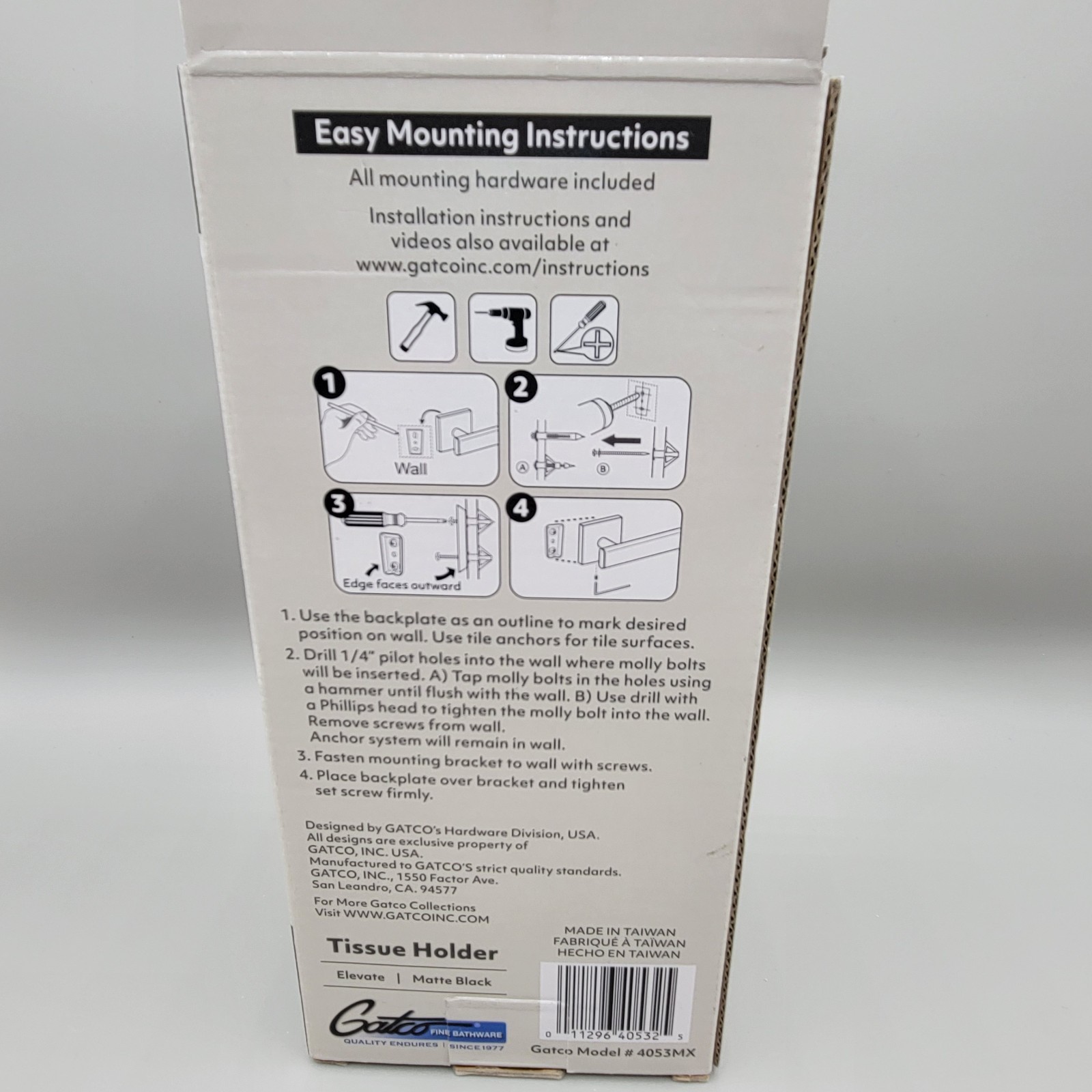 Gatco Elevate Euro Tissue Holder Toilet Paper Holder Matte Black 4053MX New
