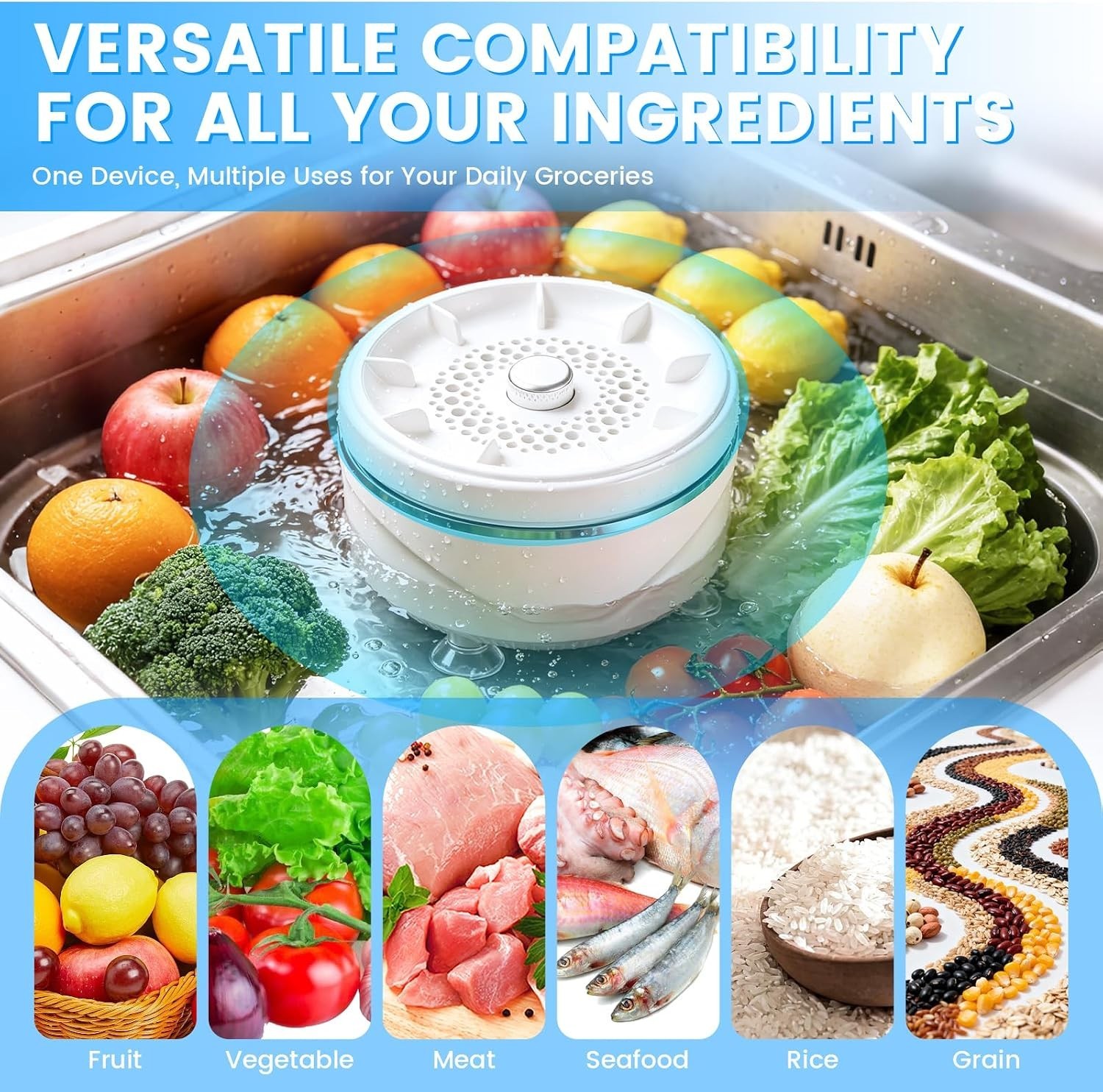 Cordless Fruit and Vegetable Washing Machine, Vegetable Cleaner Device, Porta…