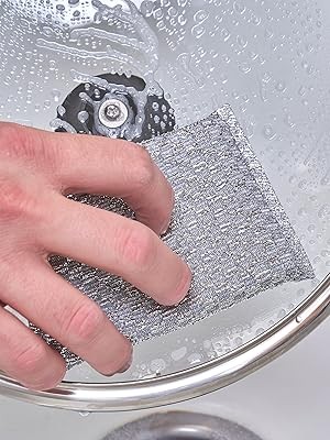 Gold and Silver Kitchen Sponge Scrubber, Heavy Duty Metallic Sink, Pot, Dish