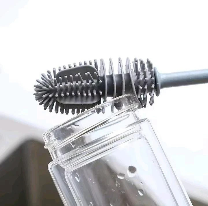 Silicone Milk Bottle Brush Cleaner Kitchen Drink Glass Cup Scrubber Long Handle