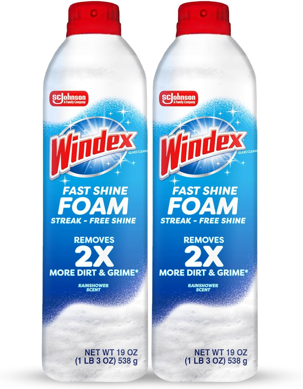 Windex Fast Shine Foam Glass Cleaner, No-Drip Aerosol Cleaning Spray, 19 Oz.